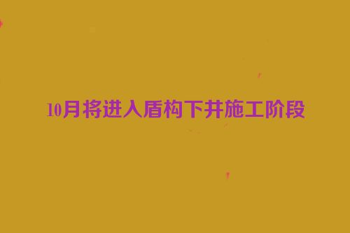 10月将进入盾构下井施工阶段
