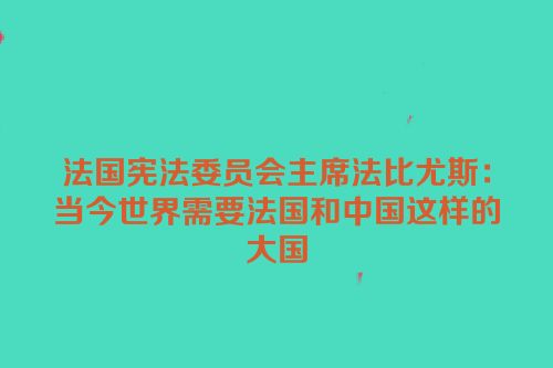 法国宪法委员会主席法比尤斯：当今世界需要法国和中国这样的大国