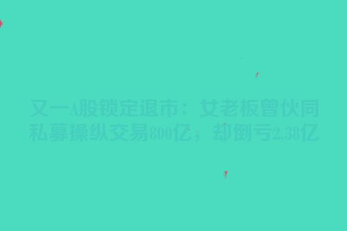 又一A股锁定退市：女老板曾伙同私募操纵交易800亿，却倒亏2.38亿