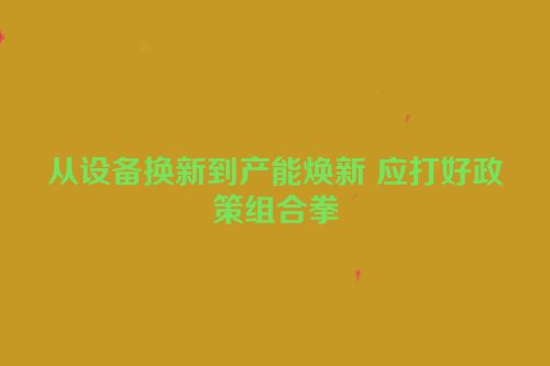 从设备换新到产能焕新 应打好政策组合拳