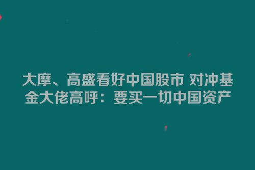 大摩、高盛看好中国股市 对冲基金大佬高呼：要买一切中国资产
