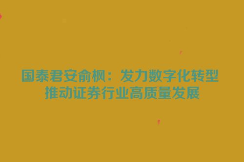 国泰君安俞枫：发力数字化转型 推动证券行业高质量发展