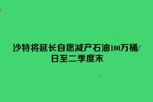 沙特将延长自愿减产石油100万桶/日至二季度末