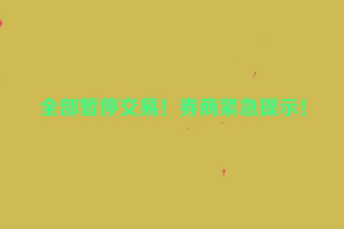 全部暂停交易！券商紧急提示！