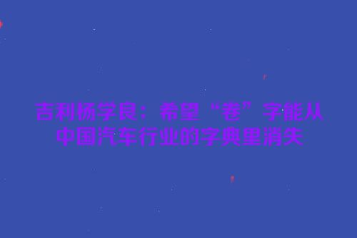 吉利杨学良：希望“卷”字能从中国汽车行业的字典里消失