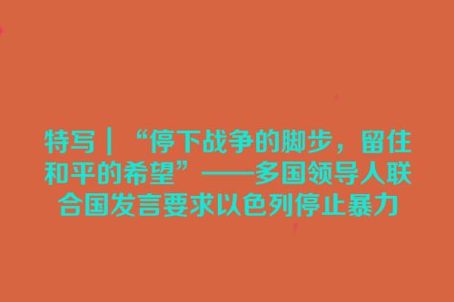 特写｜“停下战争的脚步，留住和平的希望”——多国领导人联合国发言要求以色列停止暴力
