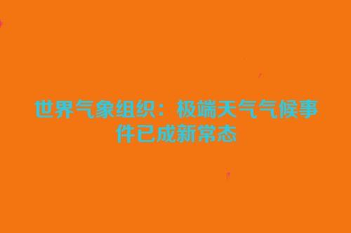 世界气象组织：极端天气气候事件已成新常态