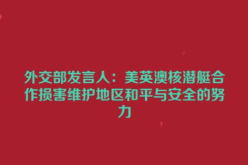 外交部发言人：美英澳核潜艇合作损害维护地区和平与安全的努力