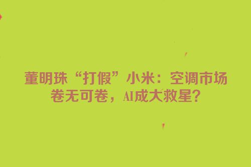 董明珠“打假”小米：空调市场卷无可卷，AI成大救星？