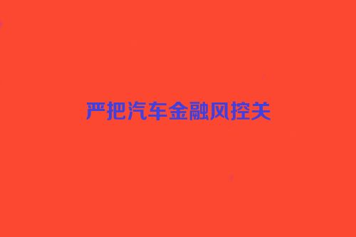 严把汽车金融风控关