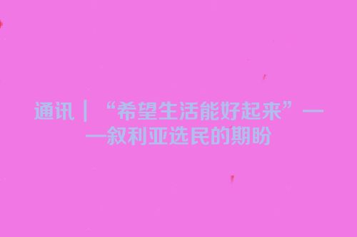 通讯｜“希望生活能好起来”——叙利亚选民的期盼