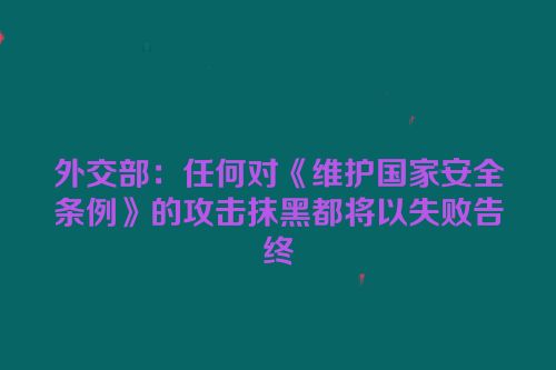 外交部：任何对《维护国家安全条例》的攻击抹黑都将以失败告终