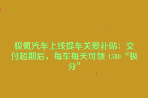 极氪汽车上线提车关爱补贴：交付超期后，每车每天可领 1500“极分”