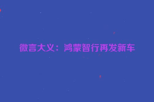 微言大义：鸿蒙智行再发新车