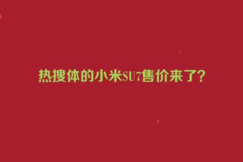 热搜体的小米SU7售价来了？