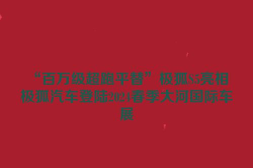 “百万级超跑平替”极狐S5亮相 极狐汽车登陆2024春季大河国际车展