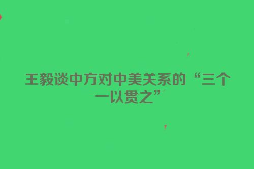 王毅谈中方对中美关系的“三个一以贯之”