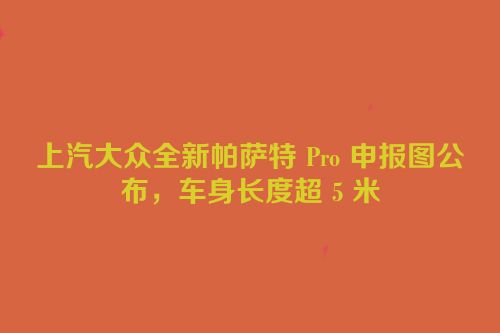 上汽大众全新帕萨特 Pro 申报图公布，车身长度超 5 米