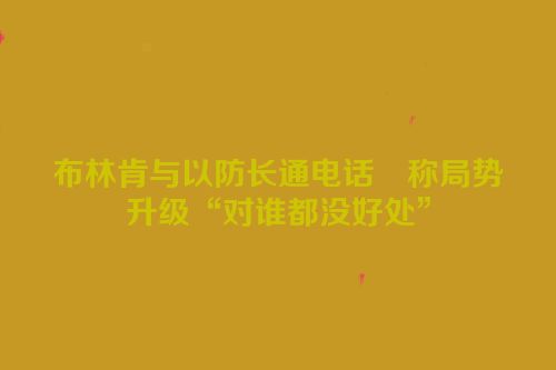 布林肯与以防长通电话　称局势升级“对谁都没好处”