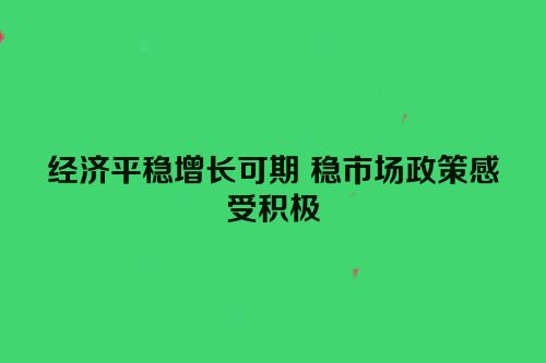 经济平稳增长可期 稳市场政策感受积极