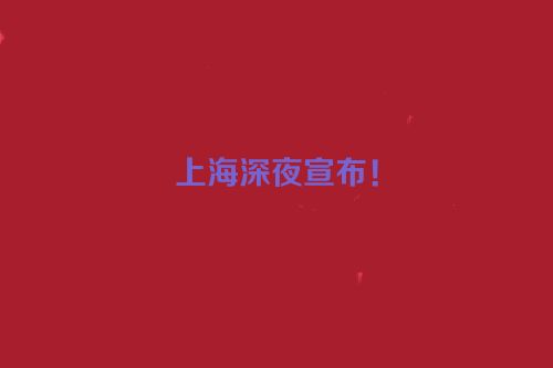 上海深夜宣布！