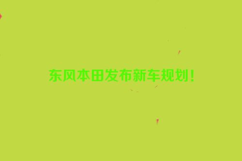东风本田发布新车规划！