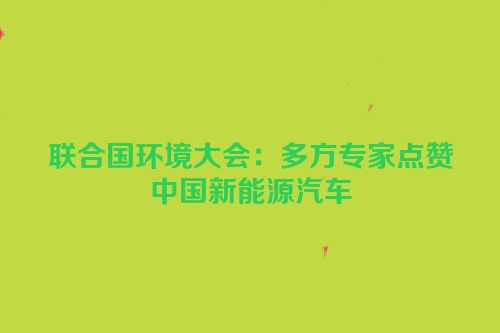 联合国环境大会：多方专家点赞中国新能源汽车