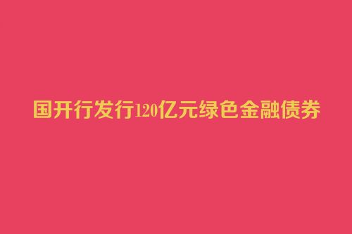 国开行发行120亿元绿色金融债券