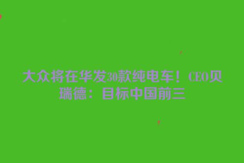 大众将在华发30款纯电车！CEO贝瑞德：目标中国前三
