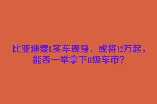 比亚迪秦L实车现身，或将12万起，能否一举拿下B级车市？