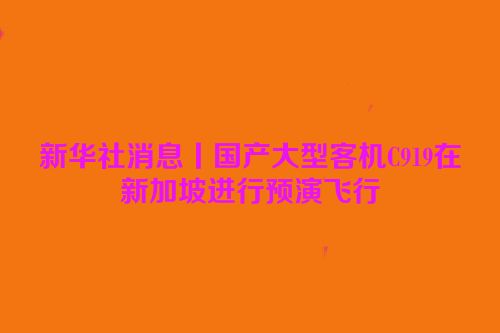 新华社消息丨国产大型客机C919在新加坡进行预演飞行