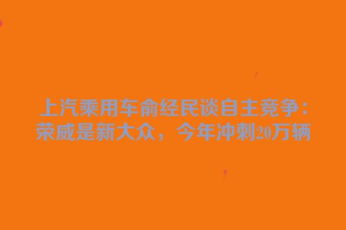 上汽乘用车俞经民谈自主竞争：荣威是新大众，今年冲刺20万辆