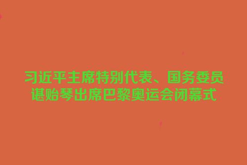 习近平主席特别代表、国务委员谌贻琴出席巴黎奥运会闭幕式