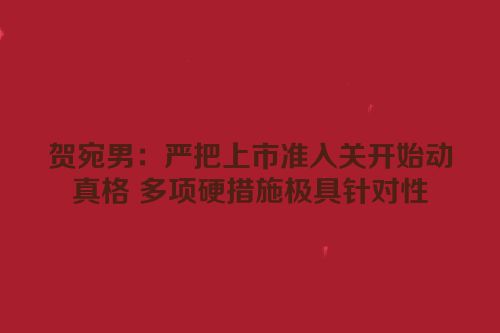 贺宛男：严把上市准入关开始动真格 多项硬措施极具针对性