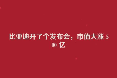 比亚迪开了个发布会，市值大涨 500 亿