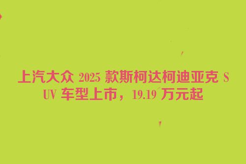 上汽大众 2025 款斯柯达柯迪亚克 SUV 车型上市，19.19 万元起