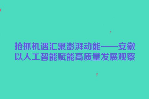 抢抓机遇汇聚澎湃动能——安徽以人工智能赋能高质量发展观察