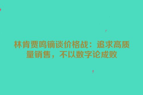 林肯贾鸣镝谈价格战：追求高质量销售，不以数字论成败