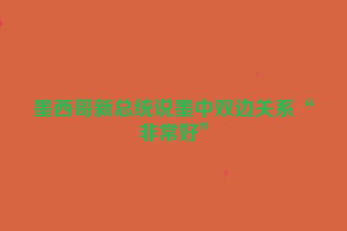 墨西哥新总统说墨中双边关系“非常好”
