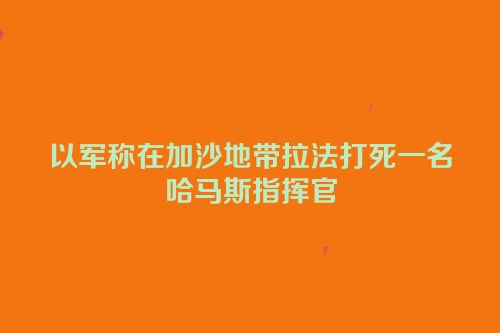 以军称在加沙地带拉法打死一名哈马斯指挥官