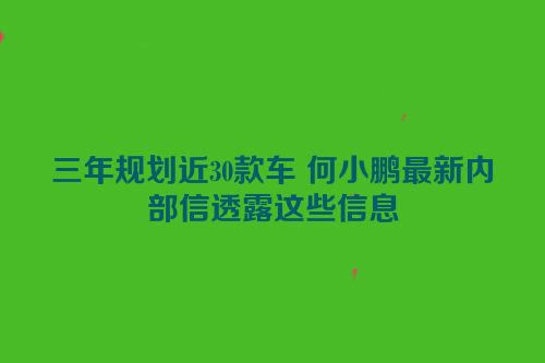 三年规划近30款车 何小鹏最新内部信透露这些信息