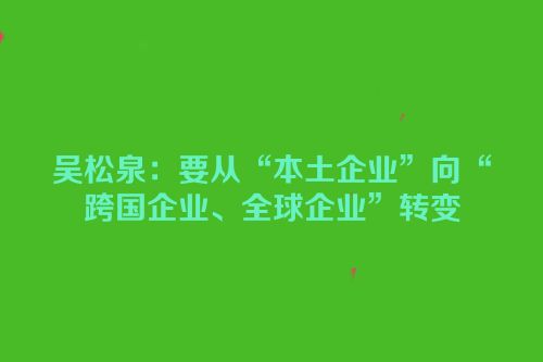 吴松泉：要从“本土企业”向“跨国企业、全球企业”转变