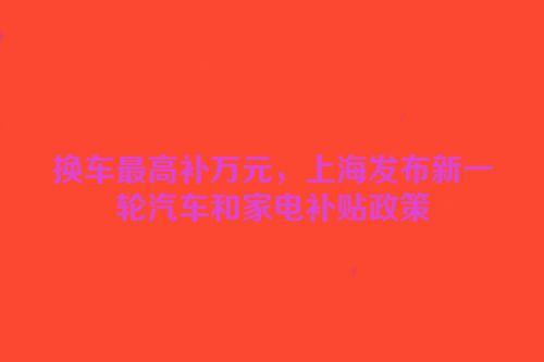 换车最高补万元，上海发布新一轮汽车和家电补贴政策