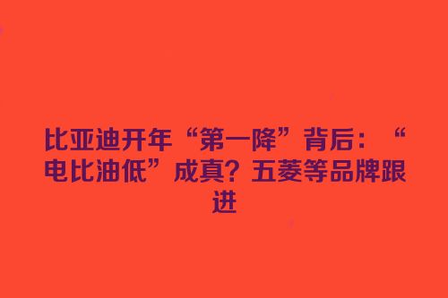 比亚迪开年“第一降”背后：“电比油低”成真？五菱等品牌跟进