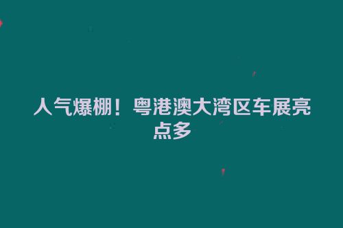 人气爆棚！粤港澳大湾区车展亮点多