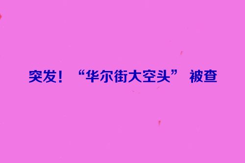 突发！“华尔街大空头” 被查