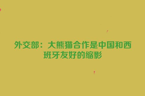 外交部：大熊猫合作是中国和西班牙友好的缩影