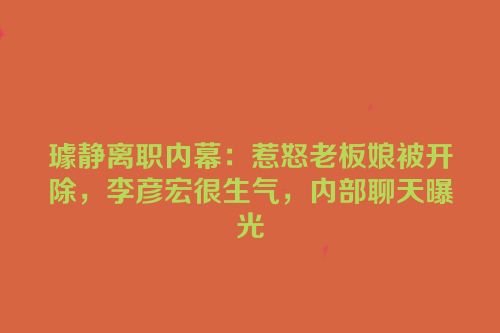 璩静离职内幕：惹怒老板娘被开除，李彦宏很生气，内部聊天曝光