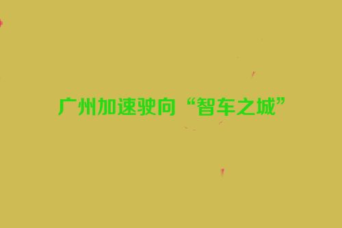 广州加速驶向“智车之城”