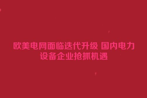 欧美电网面临迭代升级 国内电力设备企业抢抓机遇